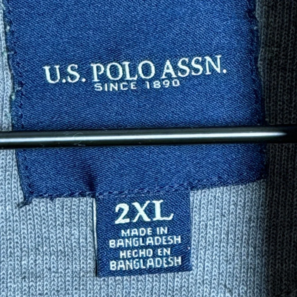 US Polo Assn Mens 2XL Camel Brown Quarter Zip Pullover Sweater Preppy Academia